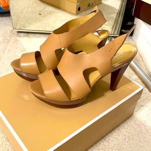 taupe MK platform heels